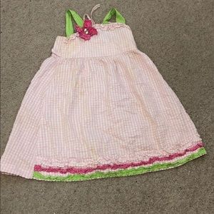 Pink white seersucker dress